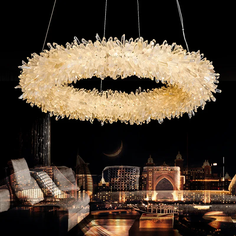 

Modern Light Luxury Living Room Chandelier Designer Creative Personality Dining-Room Lamp Natural Crystal Luxury Elegant Bedroom