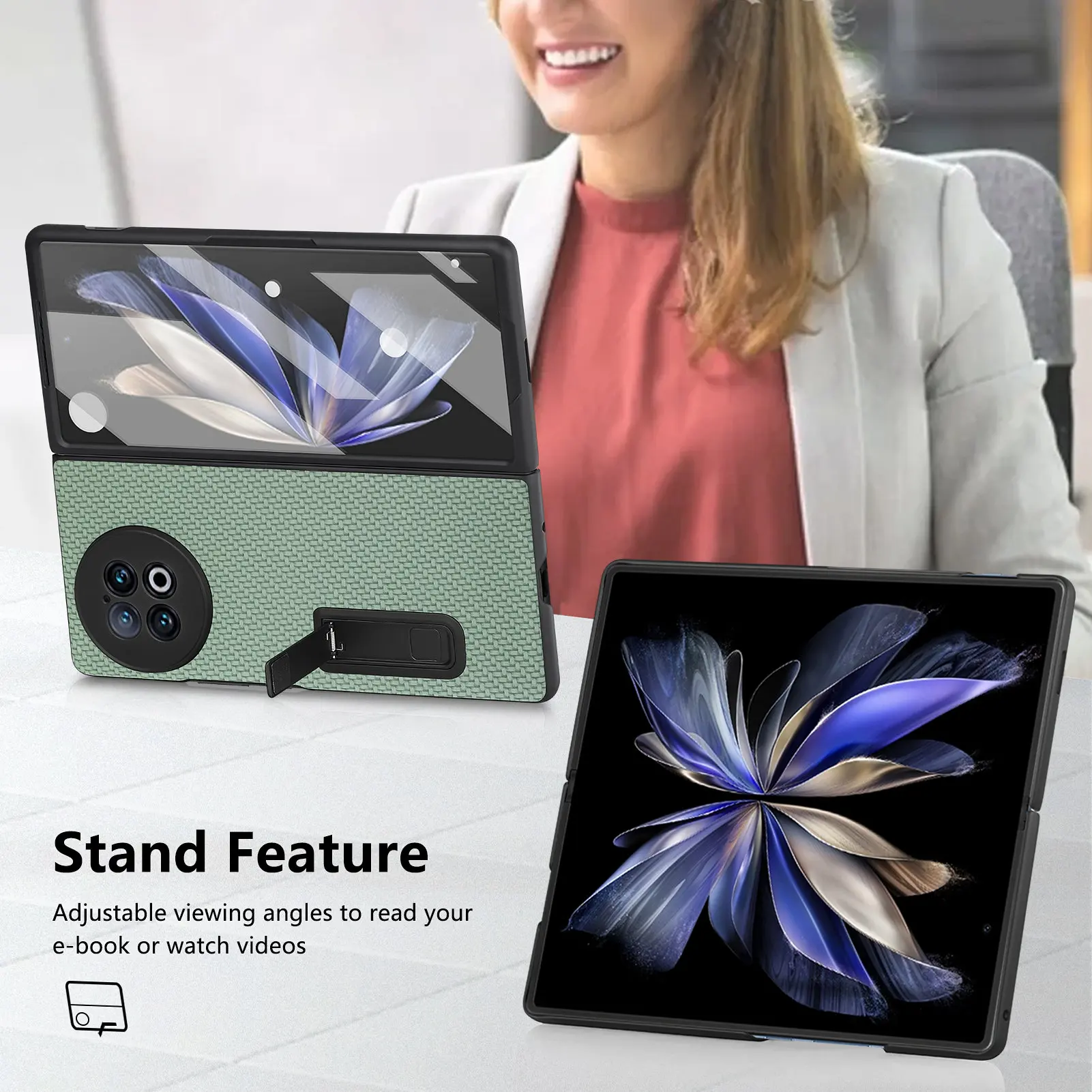 Fiber Pattern Phone Funda for ViVo X Fold 2 Case Precision Hole Full Protect Stand Shockproof Cover with Protective Film Screen