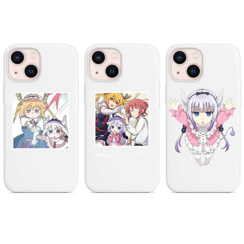 

Miss Kobayashis Dragon Maid Anime Cartoon Phone Case White Color For iPhone 13 12 Mini 11 Pro X XR XS Max 8 7 6 Plus Shell Cover