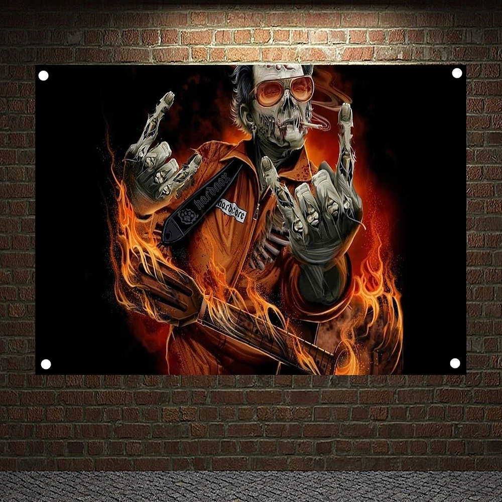 

Яркий рок-гитарист, настенная ткань, гобелен, рок-музыка, тяжелый металлический художественный баннер, настенная живопись, домашний декор, ф...