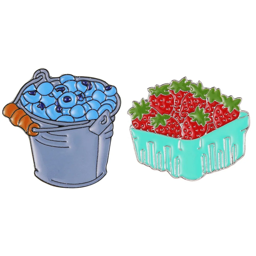 

2Pcs Cartoon Fruit Shaped Brooch Breastpins Adorable Collar Button Kids Clothes Decoration Assorted Color