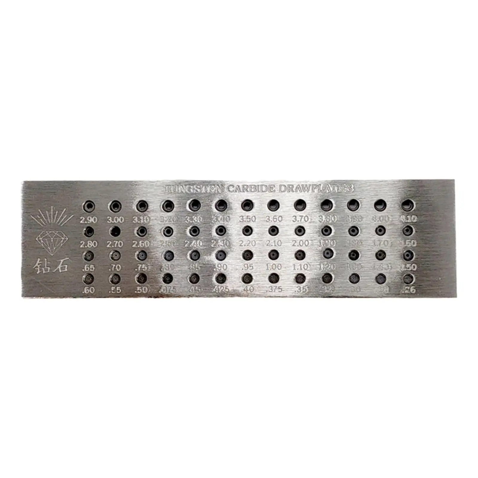 

52 Round Holes Tungsten Carbide Wire Draw Plate Jewelry Making Supplies 0.26 - 4.1mm Tool Wire Drawplate for Crafting Buffing