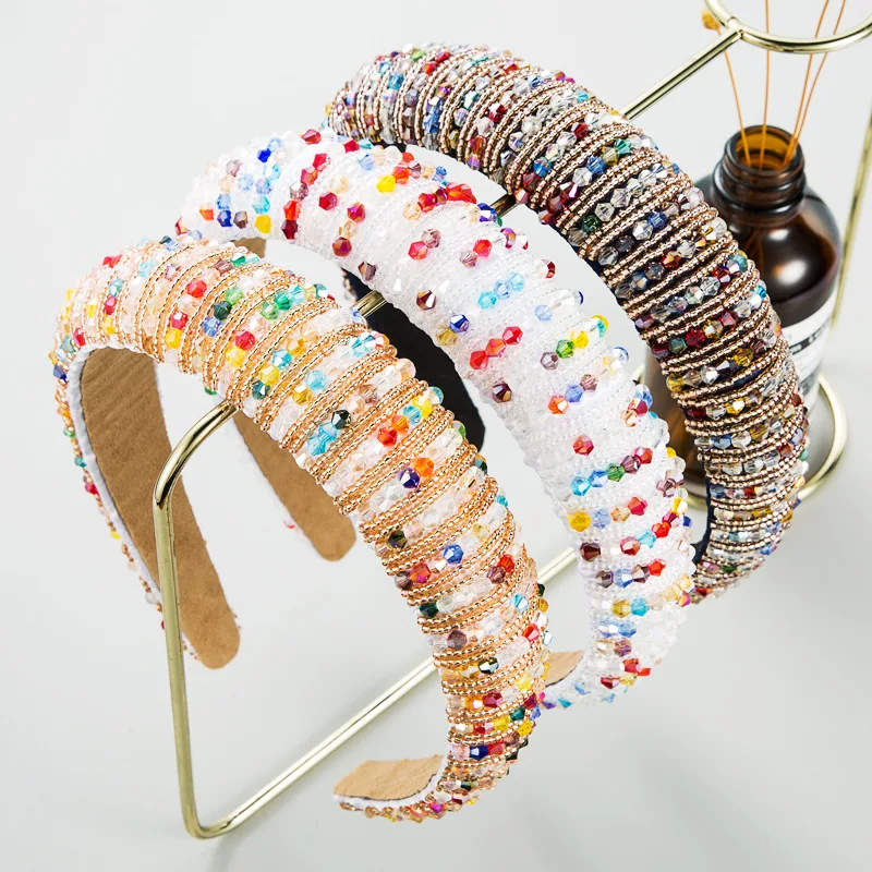 

Brand New Shiny Full Rhinestone Headband Fashion Female Headband Elastic Padded Hairband Shiny Hairband Women Headwear