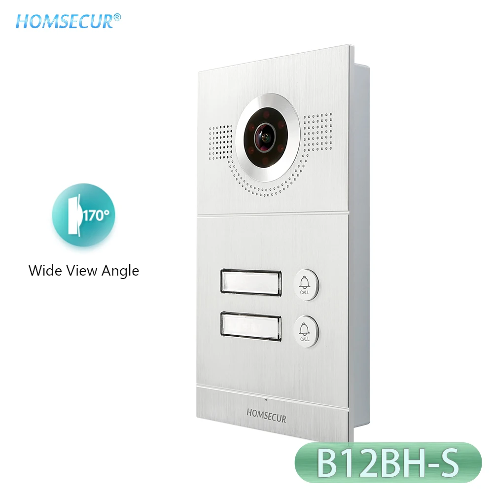 HOMSECUR 4 Wire HD Doorbell Camera Waterproof 170° View Angle Flush Mount for HDK Series 2-Apartment Video Doorphone Intercom