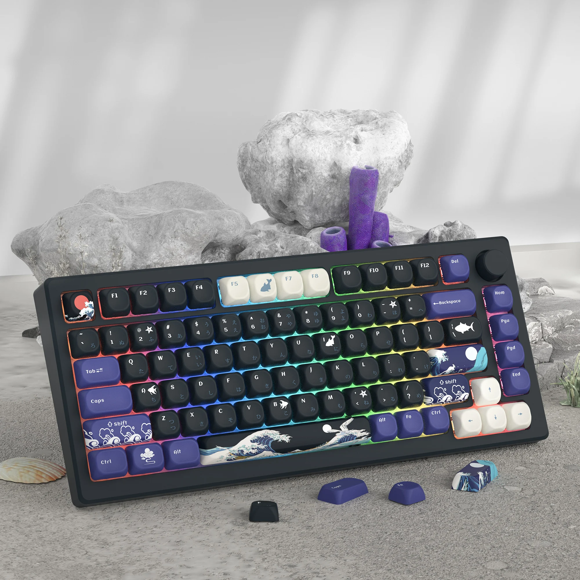 Womier MOA профиль PBT колпачки клавиш черные Kanagawa 134 клавиши для Cherry MX