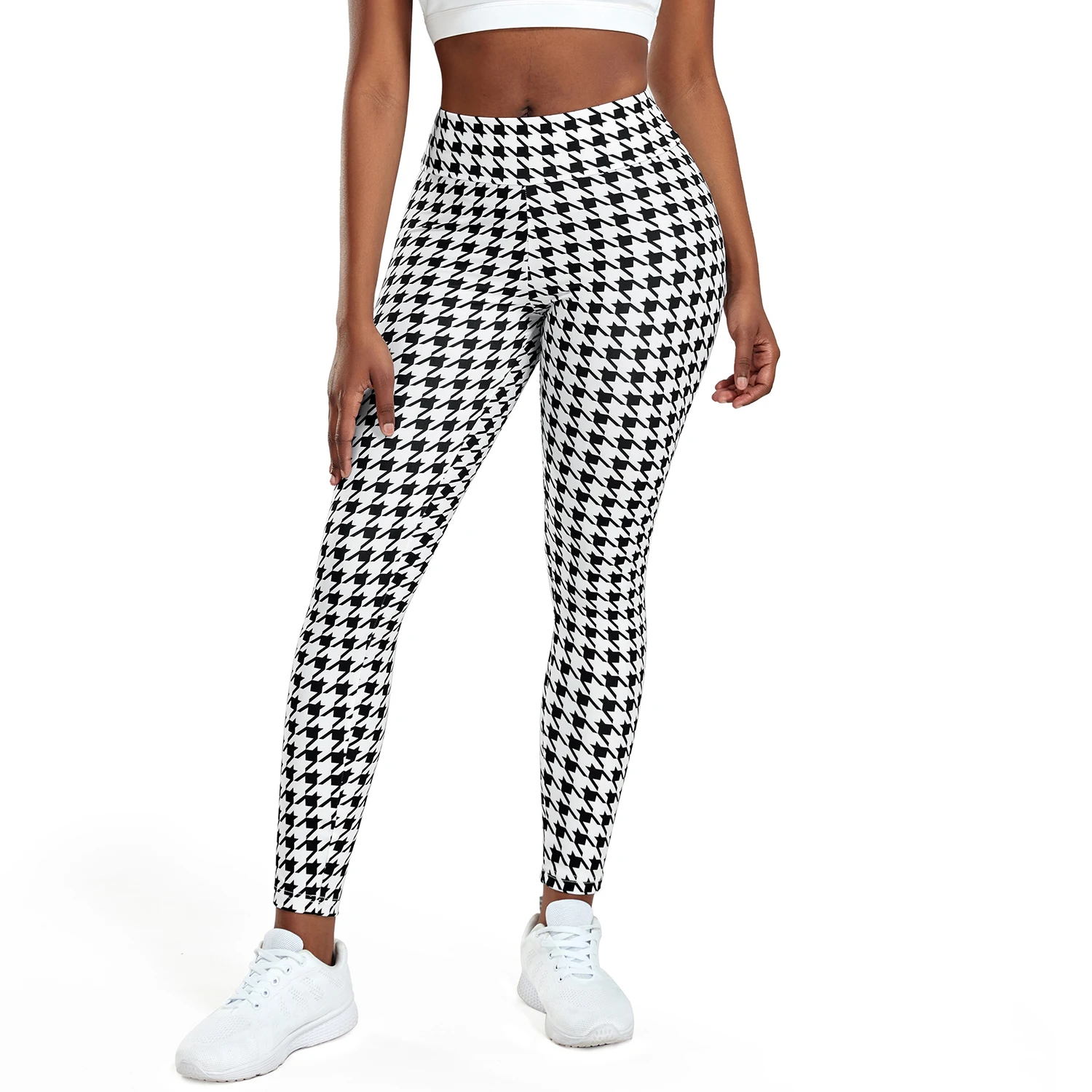 High Waist Yoga Pants Women Printed Skinny Leggings Fitness Tights Workout Exercise Sport Trousers Honey Peach Hips Gym Clothes