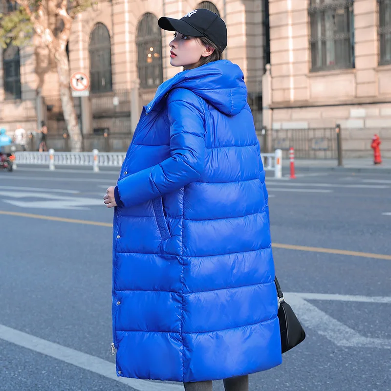 2022 Winter New Women Glossy Down Padded Jacket Loose Thick Warmth Parka Coat Jacket Women Long Down Cotton Jacket Female
