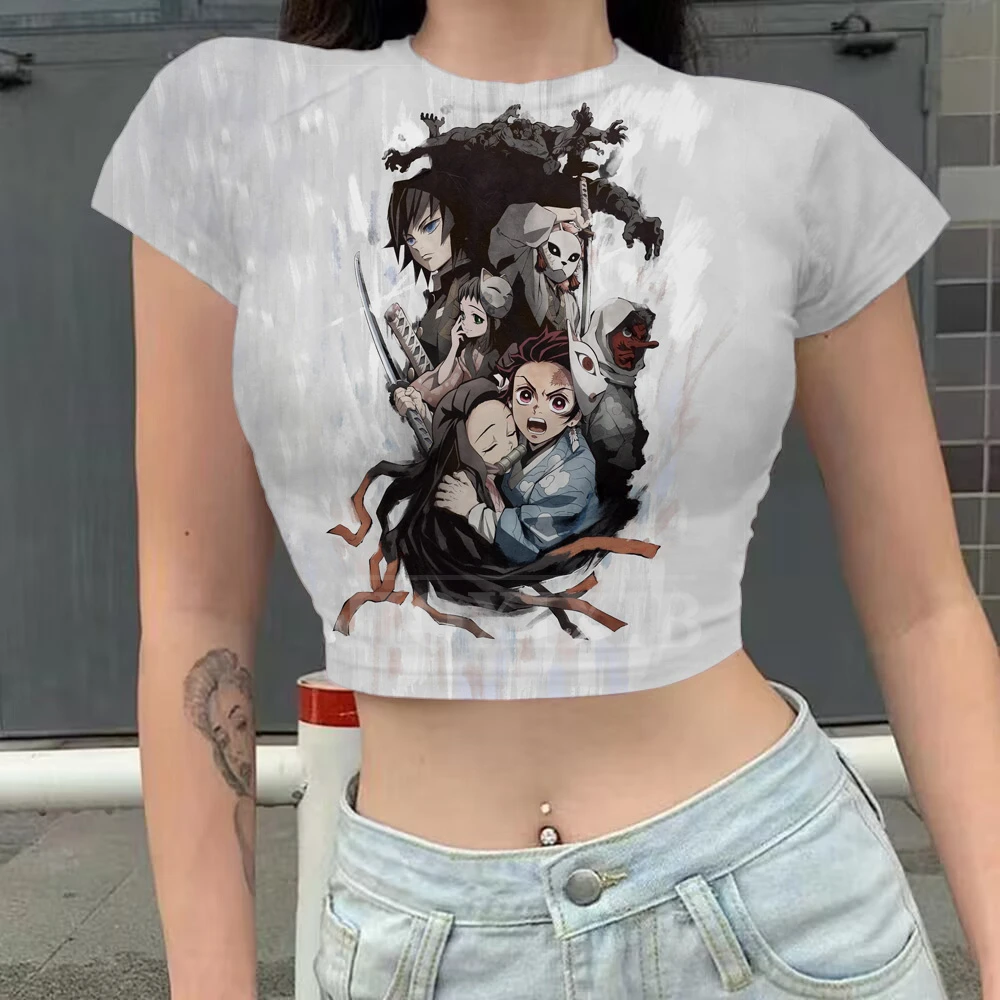 

HOXIXIB женская футболка, милая девушка, Kamado Nezuko, 3D печать, аниме, рассекающий демонов, футболка, Kawaii, высокая талия, Ститч, кроп-топ, женские футболки