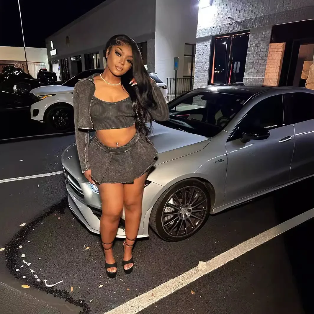 Женский комплект из трех предметов однотонная рубашка с принтом жилет короткая