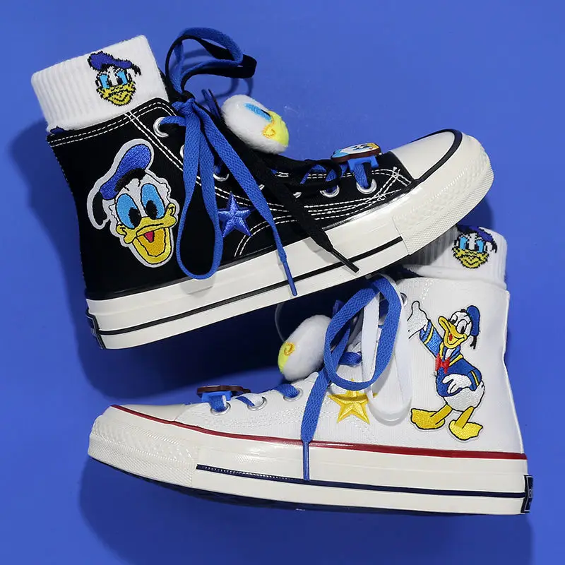 Disney Donald Duck Daisi Canvas Shoes Fashion Cute Cartoon Student Sports Casual High-top Shoes Couple Shoes Mandarin Duck Shoes images - 6