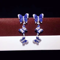diwenfu three butterfly silver 925 jewelry drop earring women s925 sterling silve sapphire jewellry bohemia earrings females