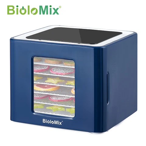 BioloMix 6-лоточный дегидратор для пищевых продуктов со светодиодным сенсорным управлением, цифровой температурой и временем, сушилка для фруктов, овощей, мяса, вяленого говядины