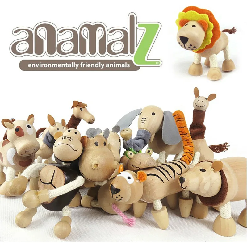 

Full Set Simulation Wild Animal Model Doll Toy Elephant Monkey Cow Giraffe Lion Tiger Bear Wooden DoEducational Toy For Children