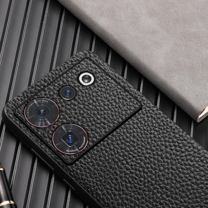 

For Nubia Z50 Ultra Case Shockproof PU Leather Business Back Cover For ZTE Nubia Z50 Ultra Litchi Stria