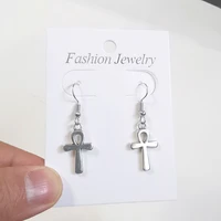 cute small ankh cross drop dangle earrings for women vintage egyptian jewelry goth gothic accessories ankx decor woman stud