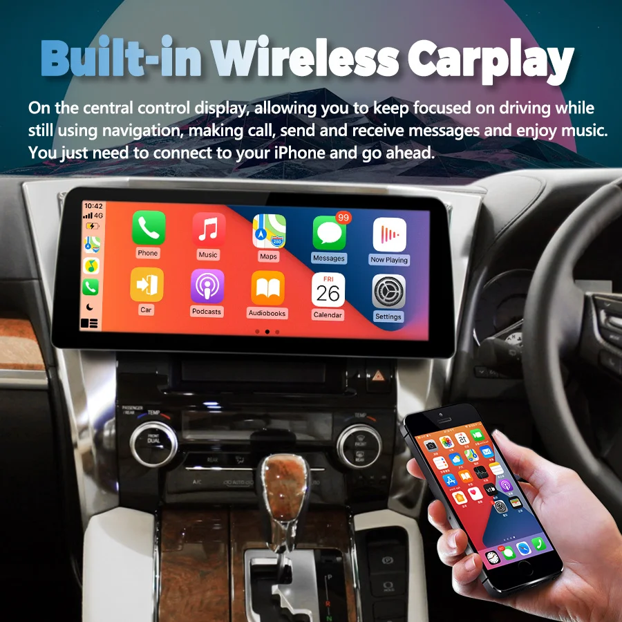 

12.3inch Multimedia Carplay Head Unit 128GBCar Video Player Radio Stereo For Toyota VELLFIRE Alphard 30 2015 - 2019 Android 12