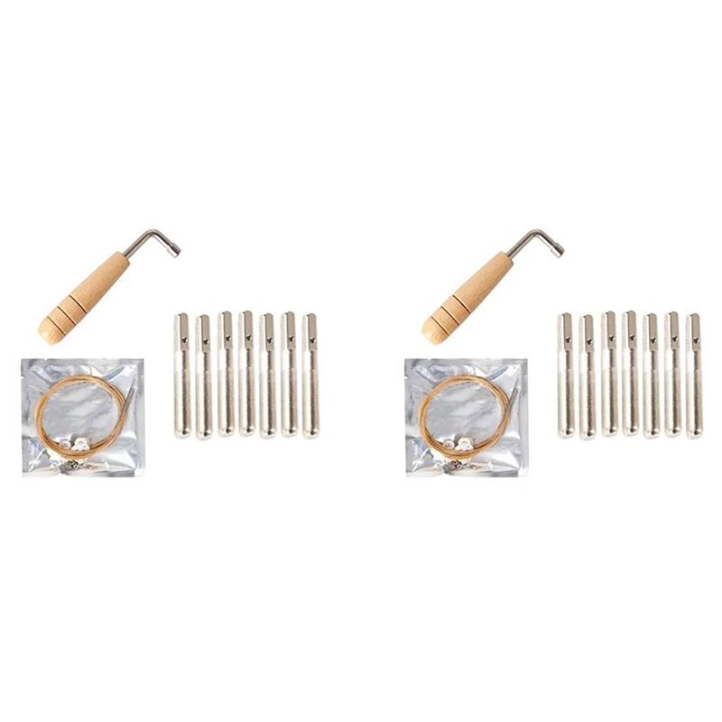 

14 Metal Harp String + 14Pcs String Pin Nails + Tuning Wrench,For Lyre Harp Small Harp Musical Stringed Instrument