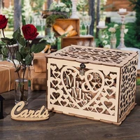 wooden wedding reception greeting card hollow box laser wooden box european and american wedding decoration