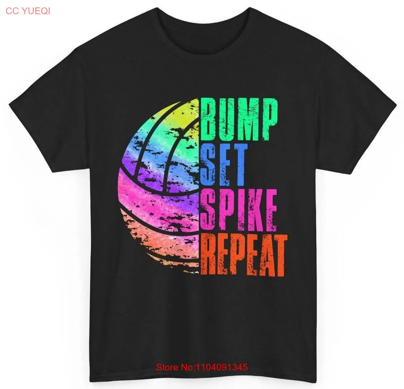 Фото Volleyball Shirt, Bump Set Spike Repeat Shirt, Volleyball Colorful T-shirt №1