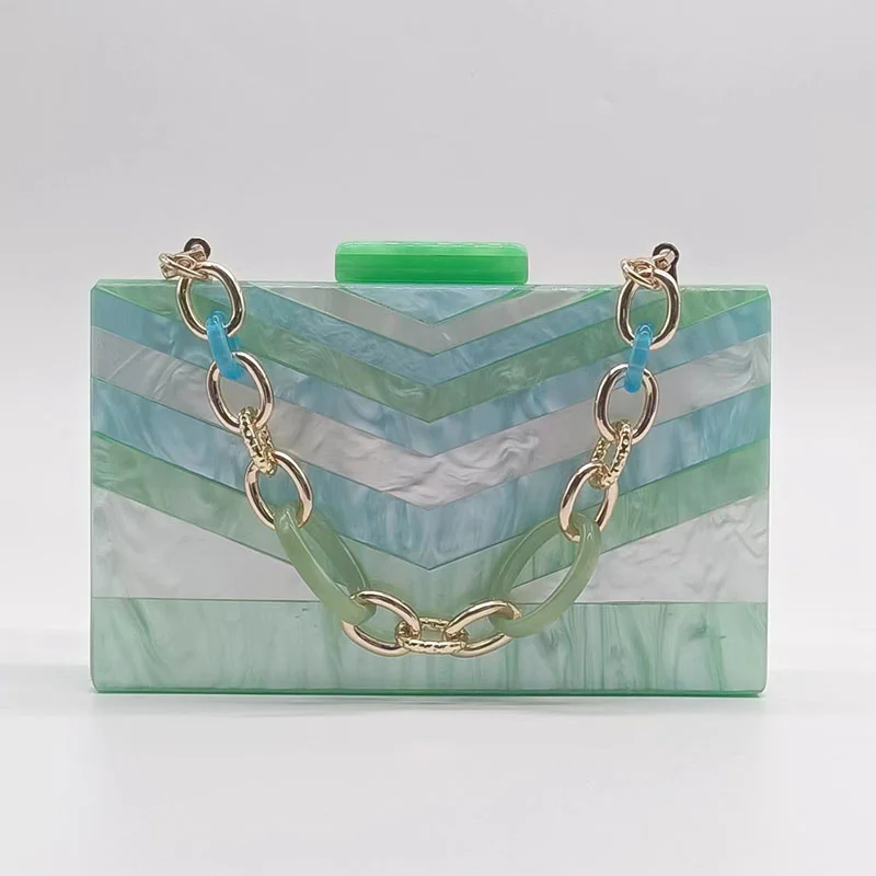 

Party Clutch Acrylic Wallets Stripe Splicing HandBags Evening Bag Luxury Wedding Prom Purse for Women Free Shipping Dropshipping