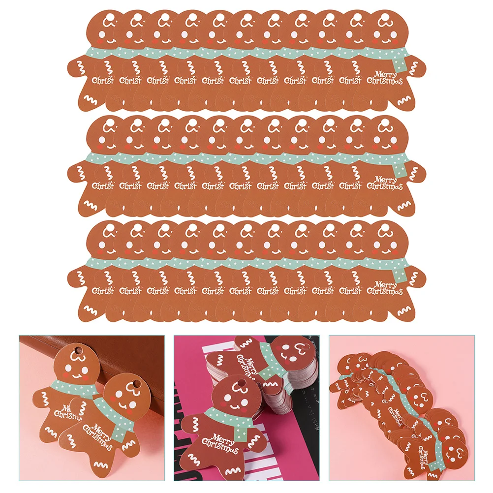 

100pcs Festival Holiday Labels Christmas Craft Supplies Gingerbread Man Christmas Gift Tags Gift Bag Tags Christmas Tags
