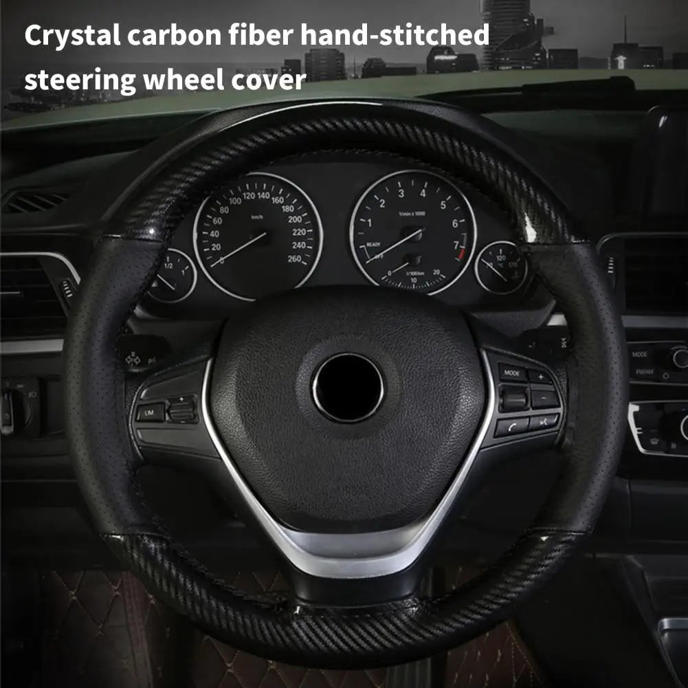 

Practical Non-slip Easy to Install Sport Style Steering Wheel Cover Non-fading Steering Wheel Protector for Auto