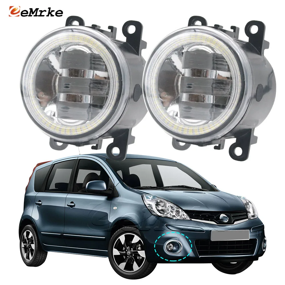 

2X Car LED Angel Eyes DRL Aperture Driving for Nissan Note E11 NE11 2009 2010 2011 2012 Front Anti Fog Lights Assembly w/ Lens