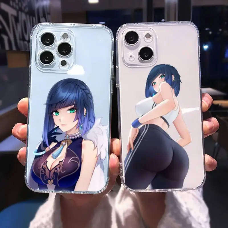 

yelan genshin impact Phone Case For iphone 13 12 11 8 7 plus mini x xs xr pro max Transparent soft