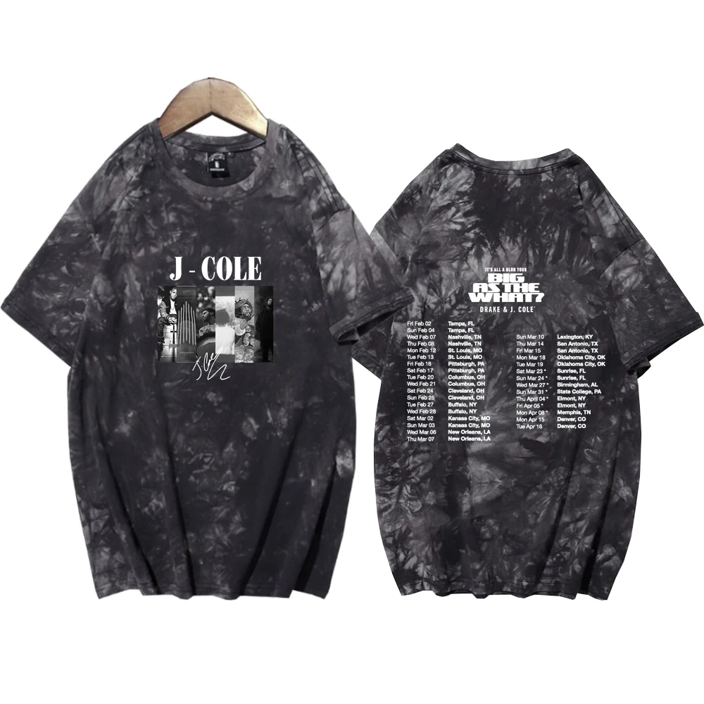 Футболка J Cole Tour 2024 с принтом тай-дай для мужчин и женщин летняя повседневная