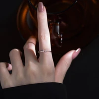 925sterling silver retro minimalist opening ringsfor women kwaii heart cross zirconadjustable finger ring girl personalityjewely