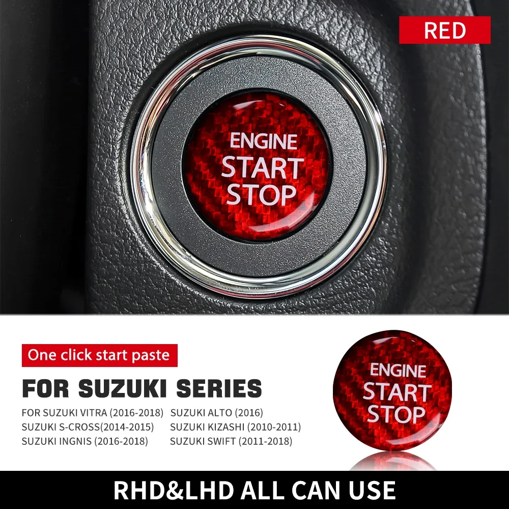 

Для Suzuki Swift Alto Ignis S-Cross Alivio Kizashi настоящее твердое углеродное волокно кнопка запуска двигателя и остановки аксессуары для внутренней отделки