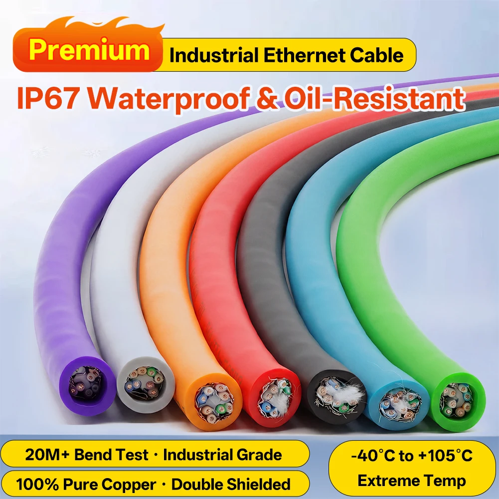 Фото Промышленный Ethernet-кабель BYXGD Cat6a S/FTP, 26AWG, OFC, с двойным экранированием, в оплётке из лужёной меди, гибкий, в ПВХ/ПУР-изоляции, для оптовых поставок, LAN-кабель №1