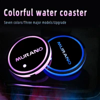car logo led atmosphere light 7 colorful cup luminous coaster holder for nissan murano 2011 2013 2017 2019 2021 auto accessories