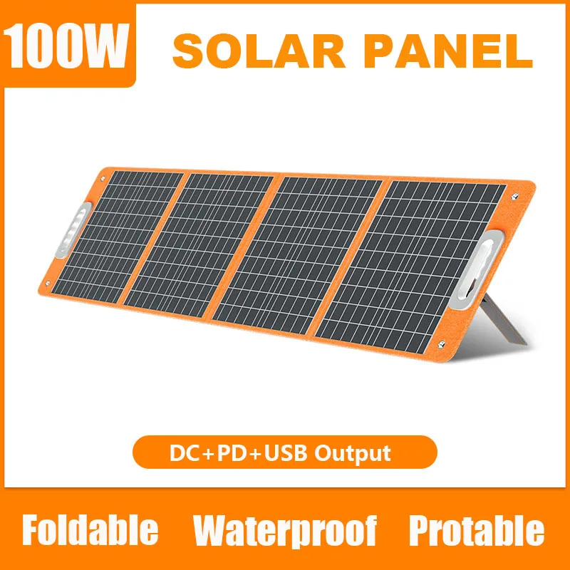 

100W 18V Foldable Solar Panel Portable Solar Charger USB DC Output PD Type-c QC3.0 for Phones Tablets Camping Van RV Generator