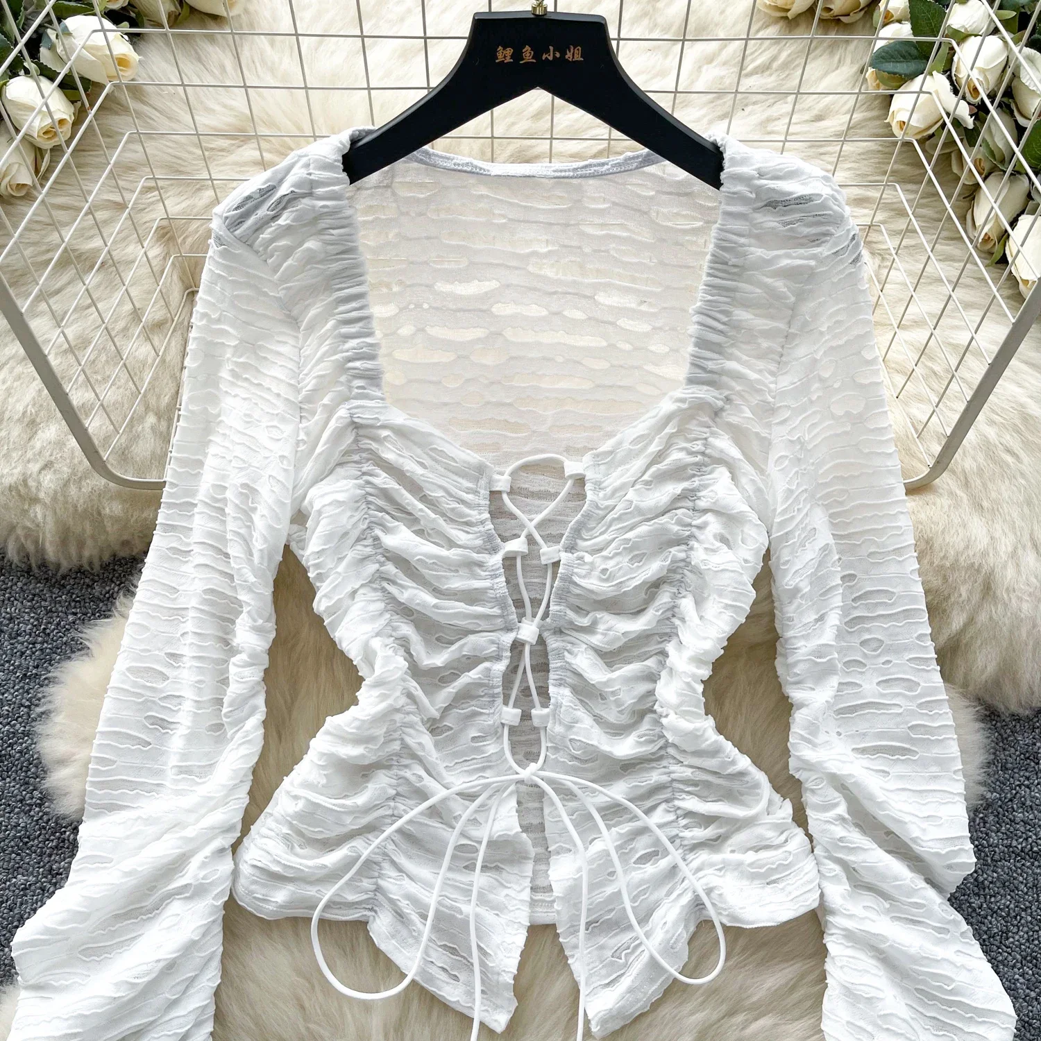 Hotsweet винтажный элегантный квадратный воротник с длинными рукавами шикарный