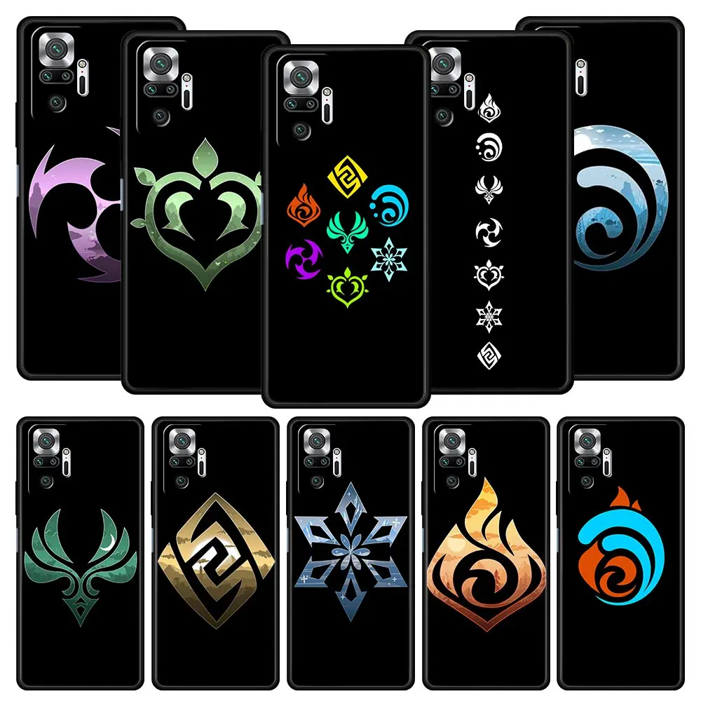 

DIY Genshin impact Logo For Redmi 10C Case For Xiaomi Redmi Note 12 11 10 Pro Plus Phone Case 10S 9S 9 9T 8T 9C 9A 8 8A 7 Cover