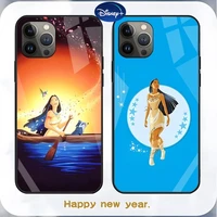 princess pocahontas phone case tempered glass for iphone 13 12 11 pro max mini x xr xs max 8 7 6s plus se 2020 shell fundas