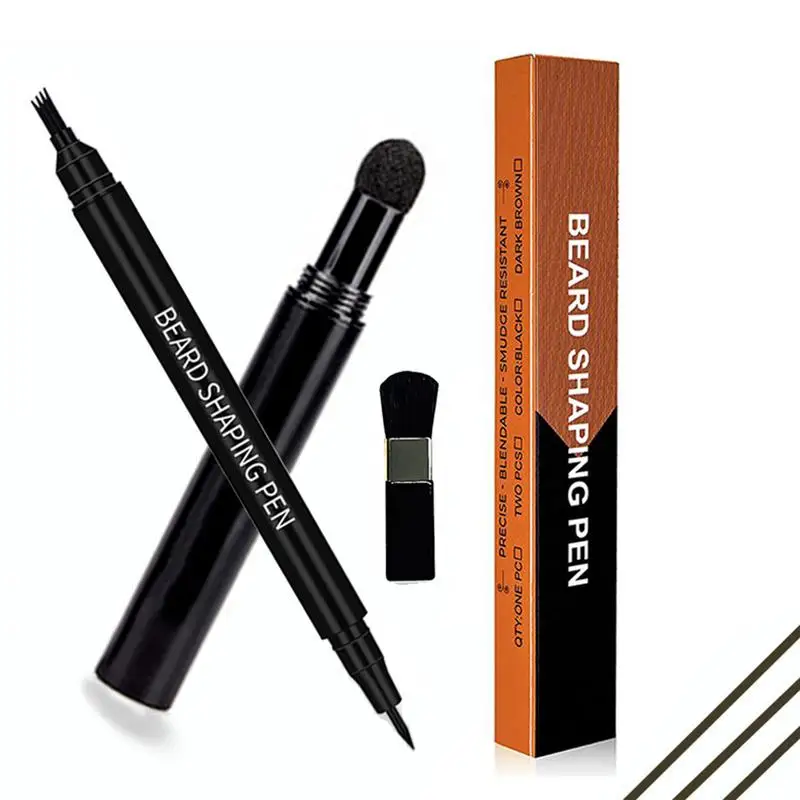 

Двухсторонняя ручка для бороды, мужской водостойкий стойкий карандаш для бороды с защитой от пота, набор искусственных волос, усы для лица