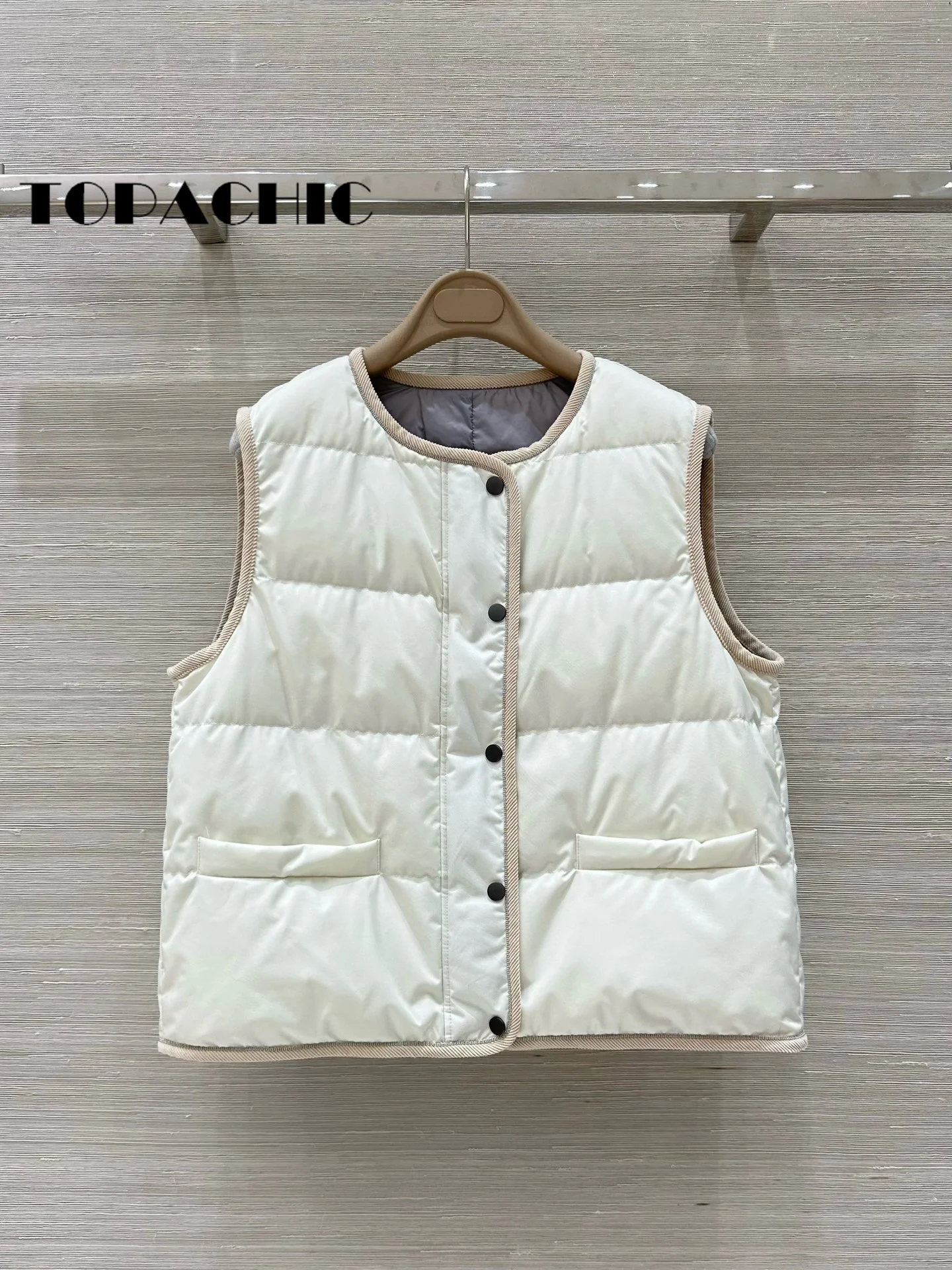 Женский короткий жилет TOPACHIC с круглым вырезом милый модный универсальный