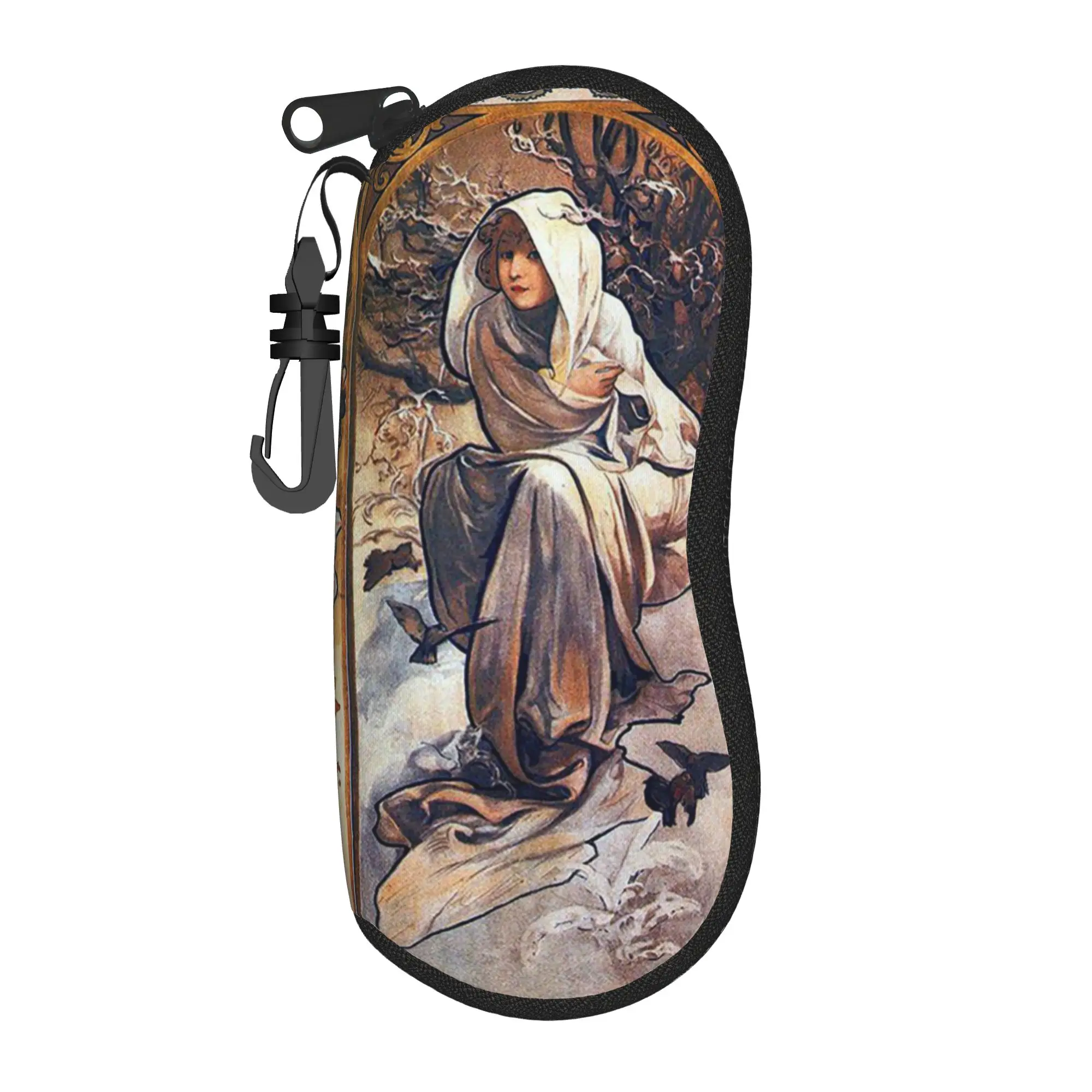 Фото Футляр для очков Alphonse Mucha Ablum Diary Art, унисекс, защита от падений, красивый женский защитный чехол для очков, коробка для очков №1