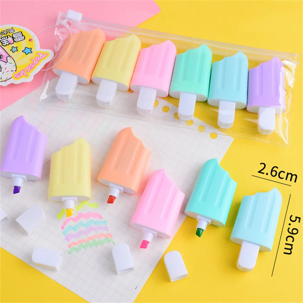 Marker Pen Cute Radish Sausage Flower Cartoon Highlighter Color Pen Marking Pen Flat Head Gift Pen Candy Ice Cream