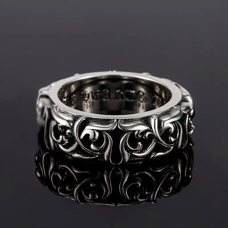 

Disneys 925 silver personality Cross Sterling Silver Ring men and women lovers trendsetter retro Thai silver eternal rattan ring