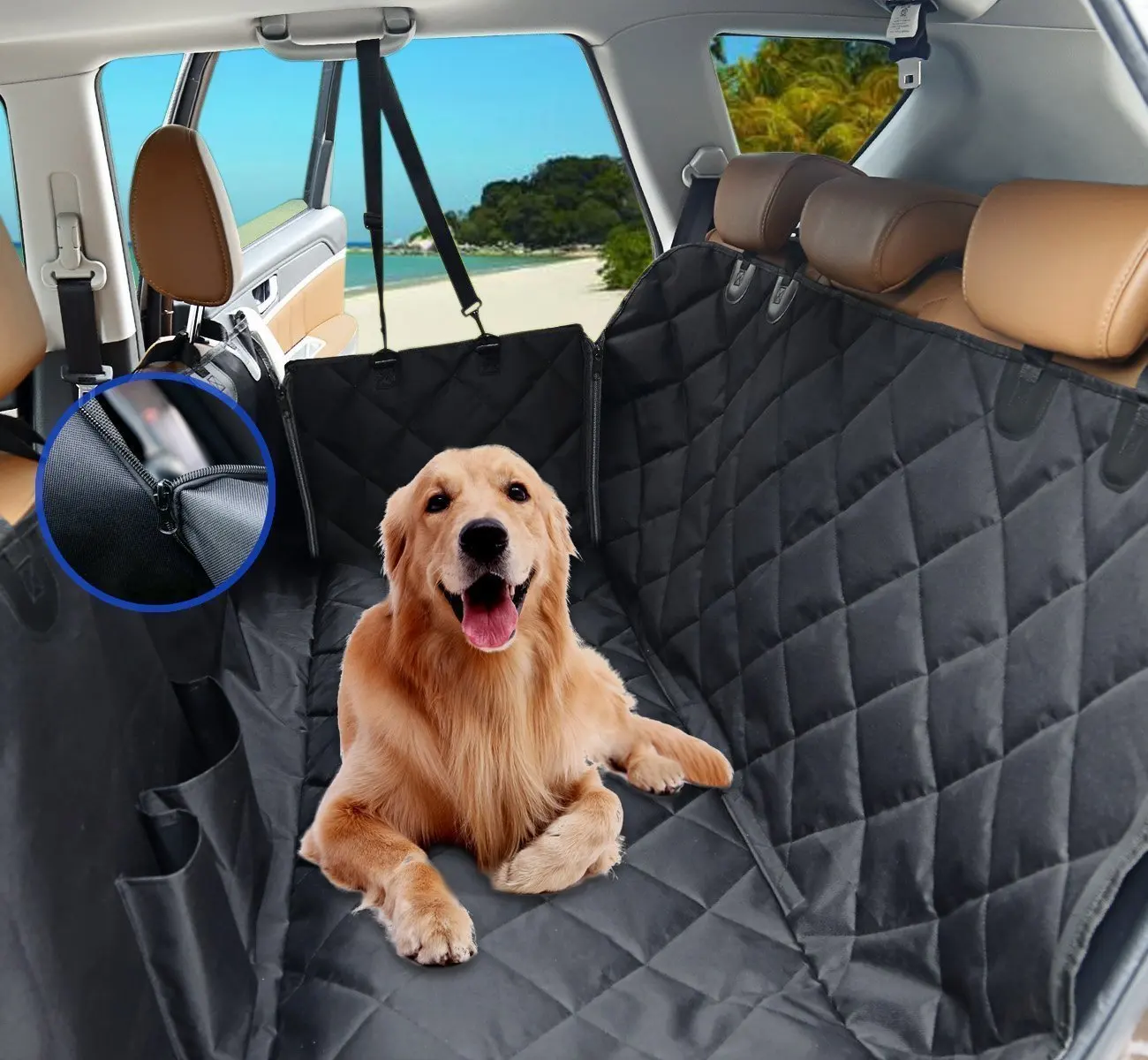 

Adjustable Car Dog Seat Cover Anti-dirty And Waterproof Pet Rear Mat Quilted Oxford Cat Back Cushion Rear Cushion Pet Supplies