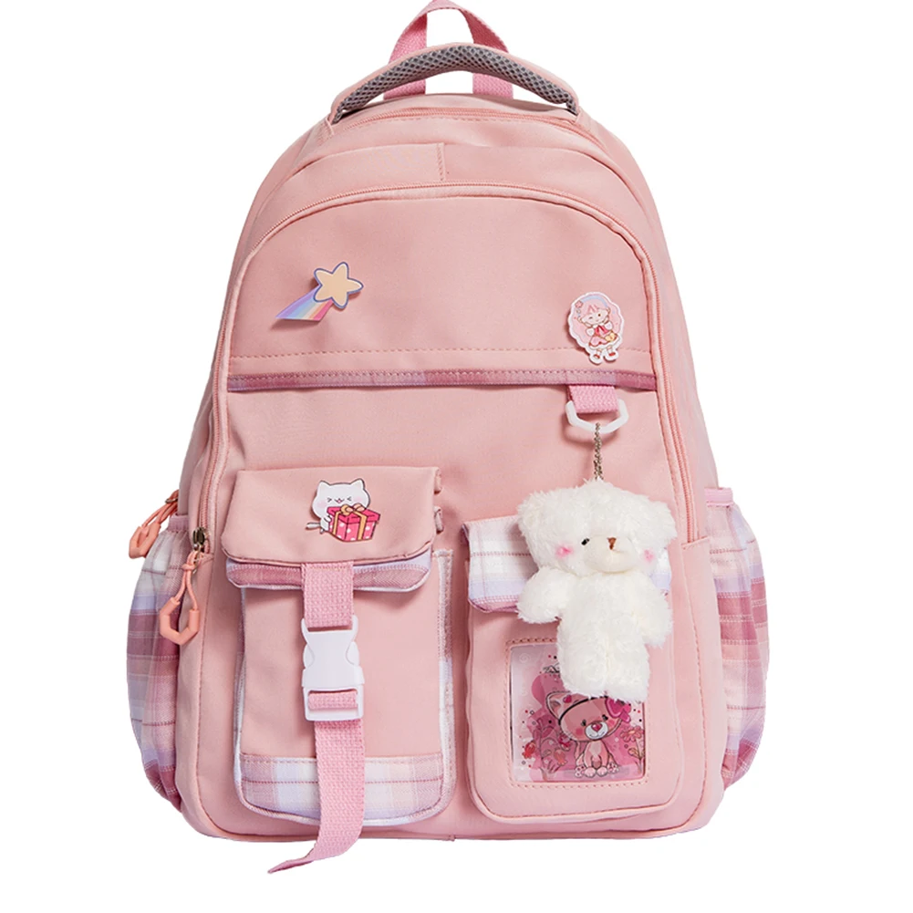 

Милые женские рюкзаки 2022, водонепроницаемый нейлоновый школьный рюкзак с несколькими карманами для студенток, женские милые рюкзаки для но...