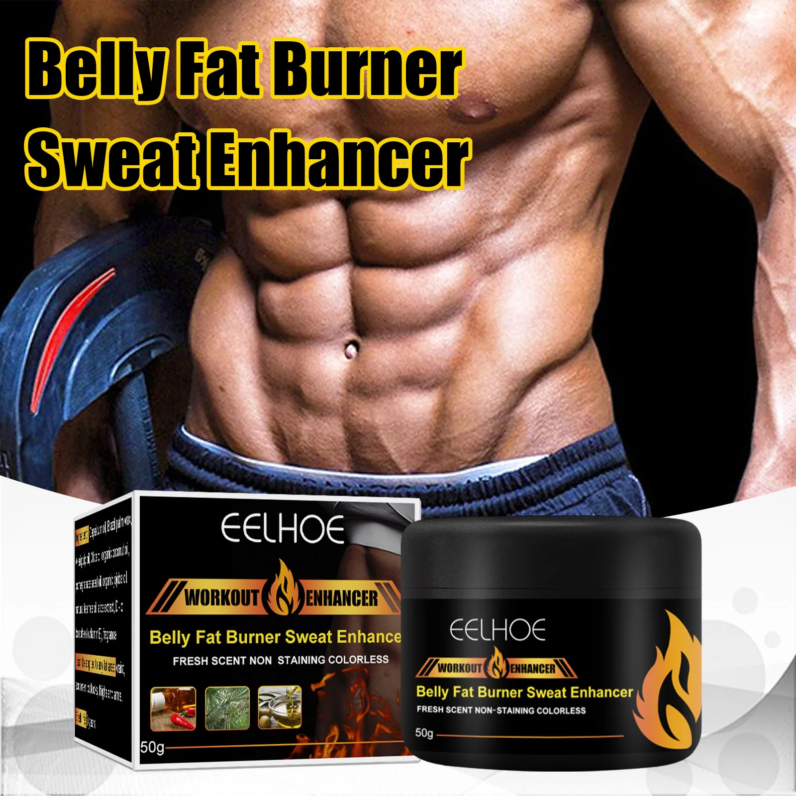 

EELHOE Abdominal Cream Powerful Belly Fat Burner Sweat Enhancer Burning Weight Loss Anti-cellulite Slimming Muscle Cream Unisex
