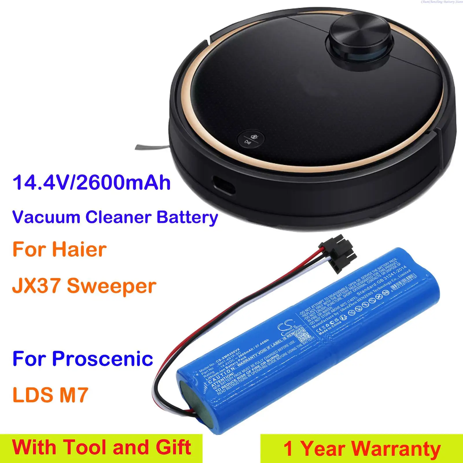 

2600mAh Vacuum Cleaner Battery MH1-4S1P-SC for Haier JX37 Sweeper, For Proscenic LDS M7