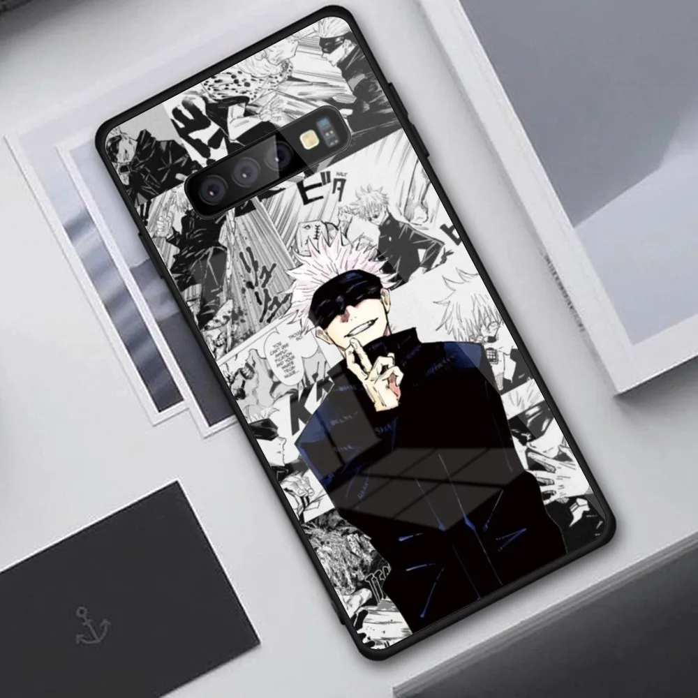 JJK Satoru Gojo Mobile Cell чехол для телефона Samung S23 S22 S21 Pro Ultra A13 A33 A53 NOTE 20 PC Glass Phone Cover Funda