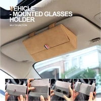 car sunglass holder sun visor car sunglasses case organizer glasses storage box turn fur leather glasses case auto accessories