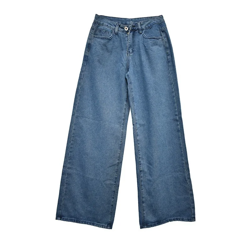 Fashion Loose Long Length Streetwear Female Pants Korean Style Women Denim Boot Cut Wide Leg Trousers Boots Casual Solid Jeans