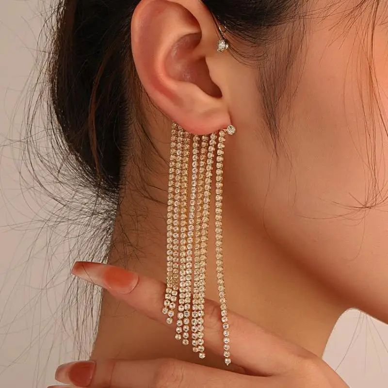 Длинные серьги-кисточки с феями циркона без отверстий серьги-каффы для женщин и